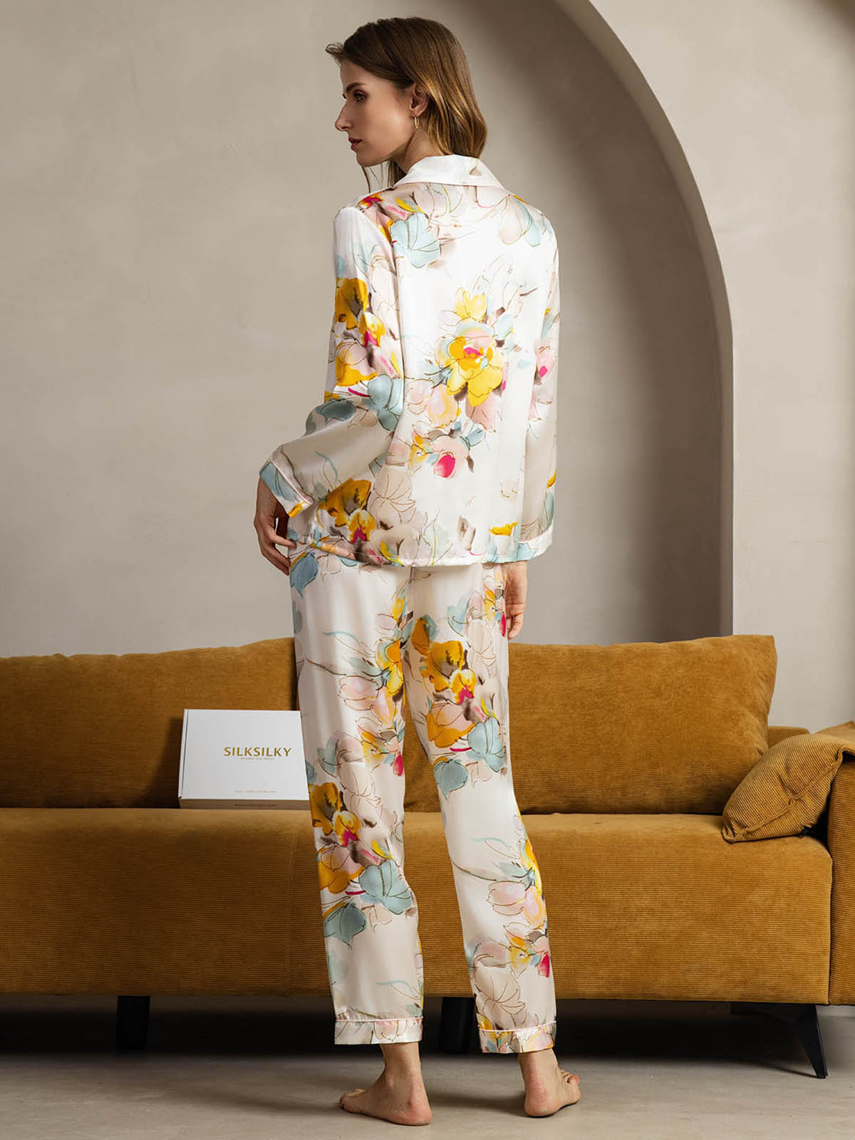 [Tinta De Orquídea] SilkSilky-ES Seda Pura Womens Pajamas 002