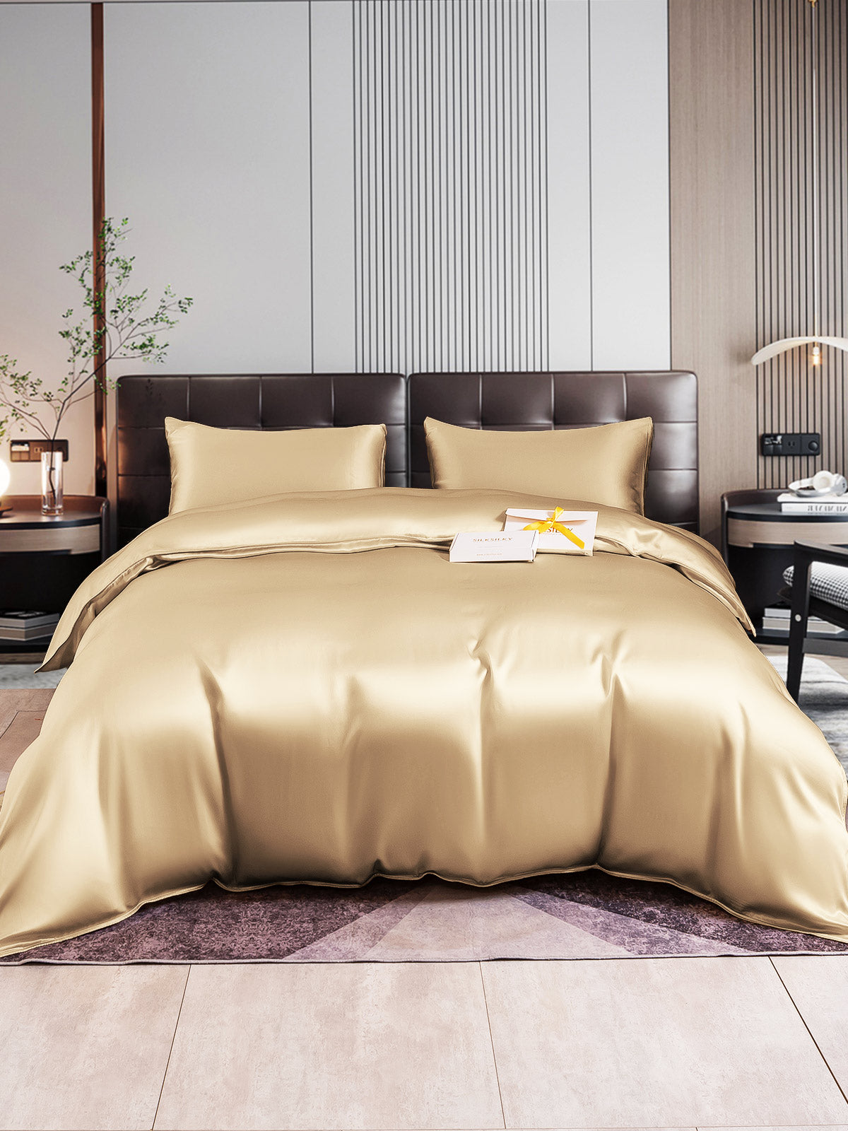 [Beige] SilkSilky-ES 22Momme Seda Pura Bedding Set 001