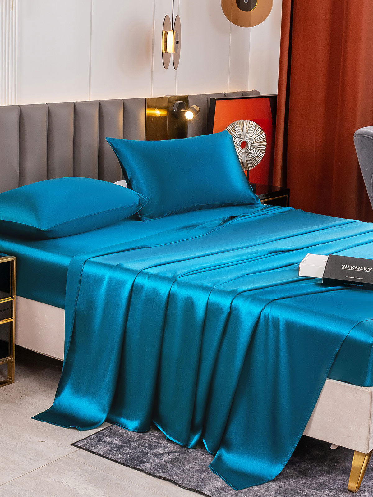 [Azul Real] SilkSilky-ES 19Momme Seda Pura Bedding Set 003