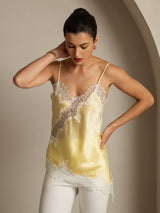 [Amarillo Claro] SilkSilky-ES Spaghetti Strap V Neck Top de tirantes 003