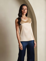 [Champán] SilkSilky-ES Sleeveless Round Neck Top de tirantes 001