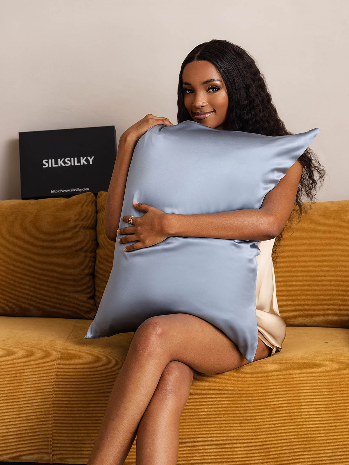 [Azul Grisáceo] SilkSilky-ES 19Momme Seda Pura Pillowcase 005