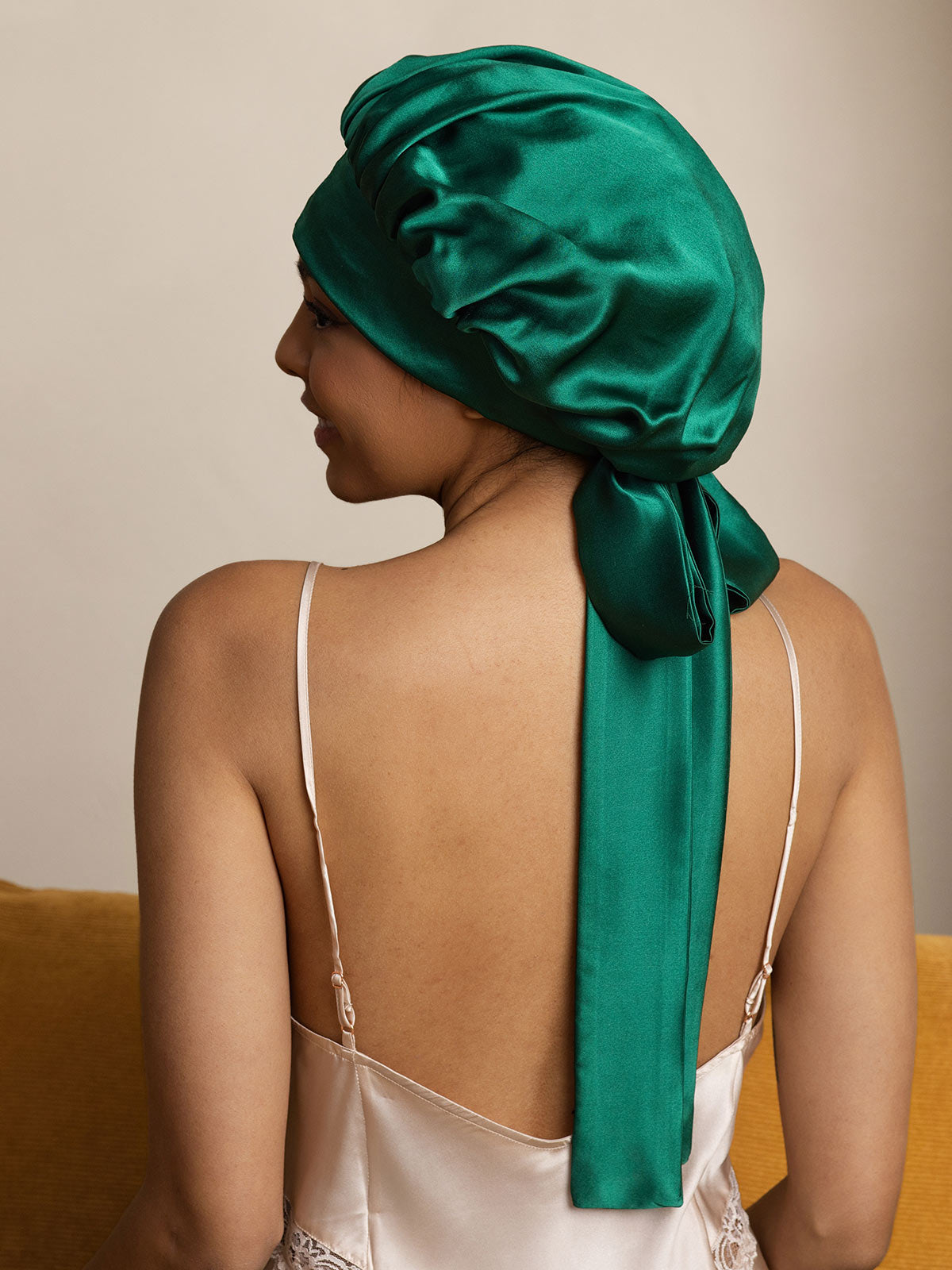 [Verde Oscuro] SilkSilky-ES Seda Pura Sleep Cap 005