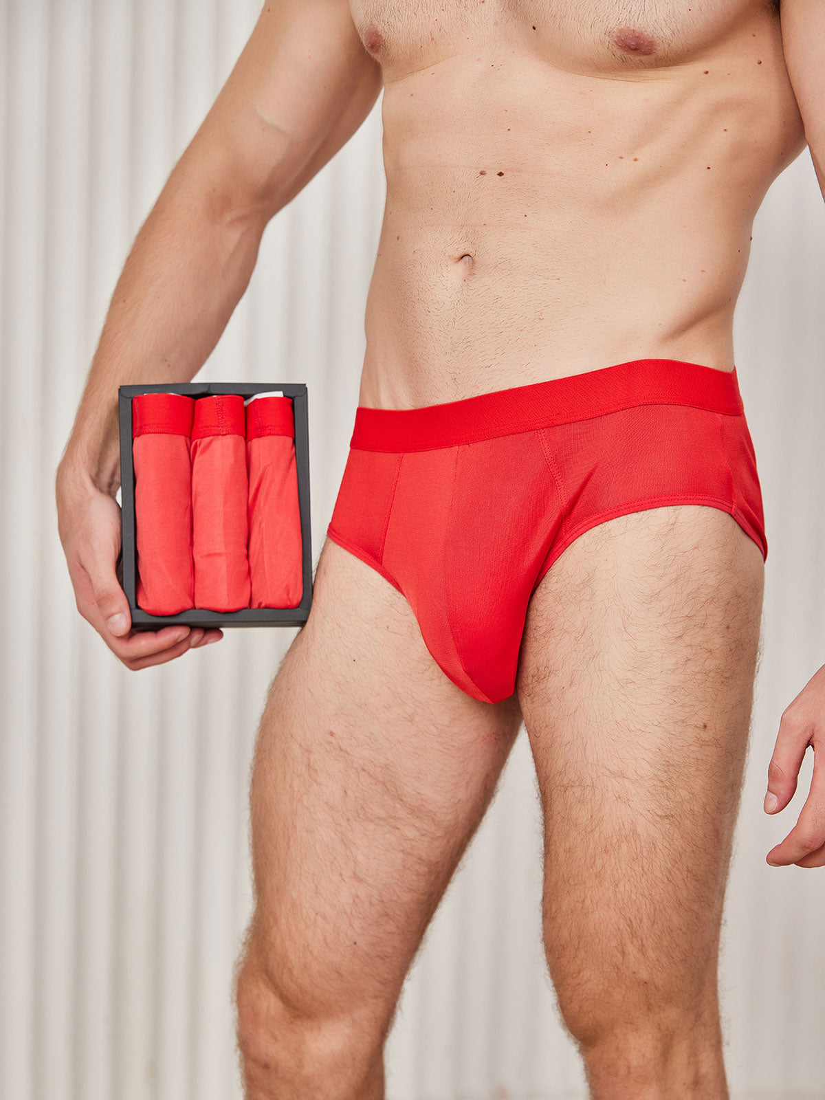 [Rojo] SilkSilky-ES Seda Pura Mens Underwear 002