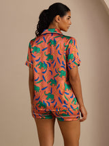 [Elefante Arcilla] SilkSilky-ES Short Sleeve Lapel Collar Pijamas de mujer 002