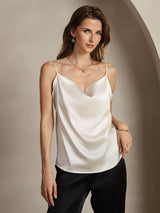 [Gris Claro] SilkSilky-ES Spaghetti Strap Cowl Neck Top de tirantes 001