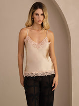 [Champán] SilkSilky-ES V Neck Top de tirantes 003