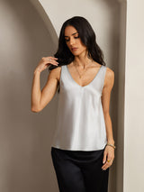 [Plata] SilkSilky-ES Sleeveless V Neck Top de tirantes 001