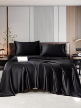 [Negro] SilkSilky-ES 22Momme Seda Pura Bedding Set 001,