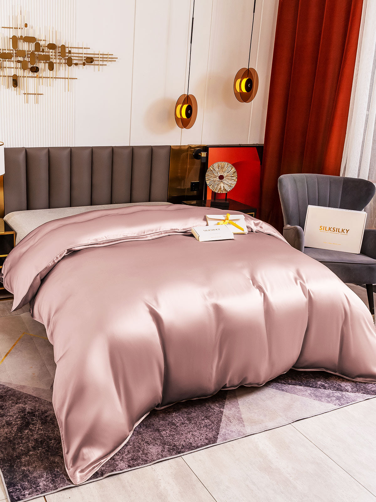 [Malva Pálido] SilkSilky-ES 19Momme Seda Pura Duvet Cover 003