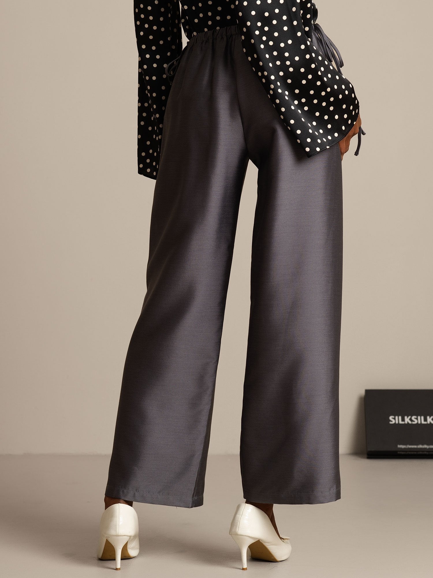 [Gris] SilkSilky-ES 32Momme Silk-Wool Blend Womens Pants 002,