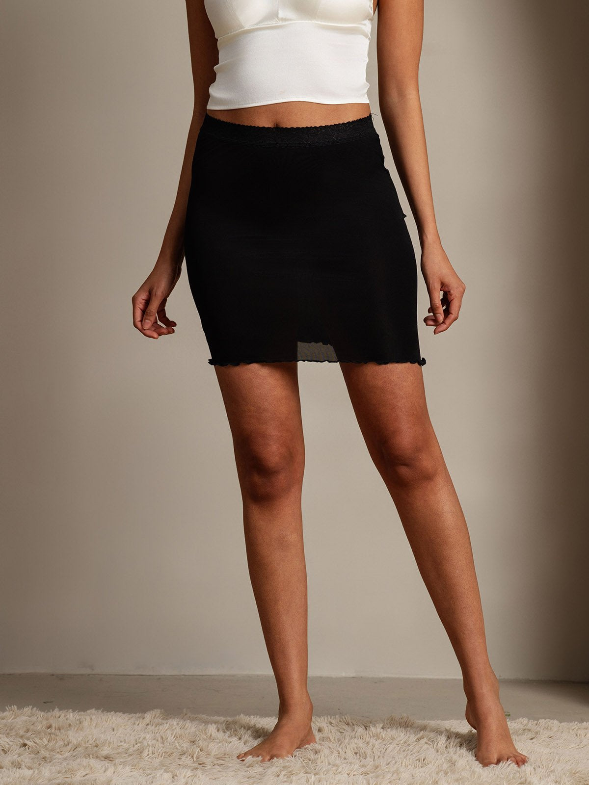 SilkSilky-ES Seda Skirt Negro 001