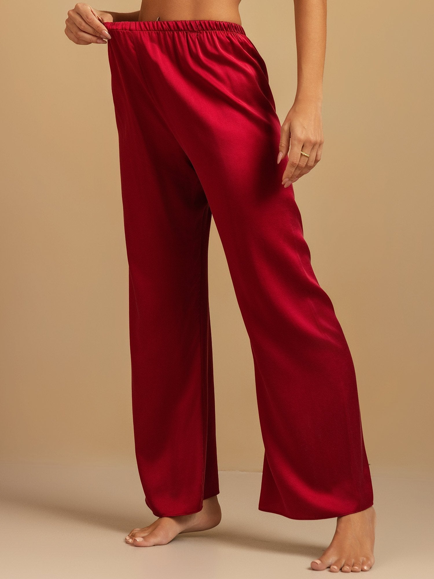 [Vino] SilkSilky-ES 19Momme Seda Womens Sleep Bottoms 001,