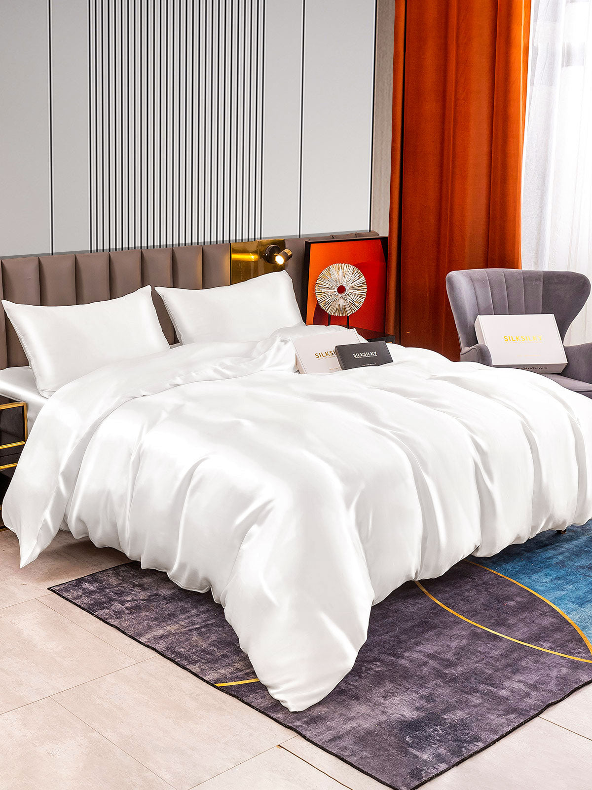 [Blanco] SilkSilky-ES 22Momme Seda Pura Bedding Set 002
