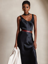 [Negro] SilkSilky-ES Sleeveless Vestido 003