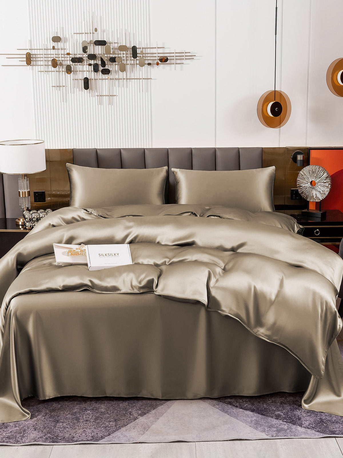 [Caqui] SilkSilky-ES 19Momme Juego de ropa de cama 004