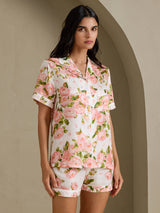 [Peonía Blanca] SilkSilky-ES Short Sleeve Notch Collar Pijamas de mujer 003