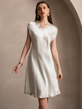 [Verde Claro] SilkSilky-ES Cap Sleeve V Neck Camisón 004