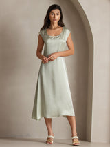 [Verde Claro] SilkSilky-ES Cap Sleeve Vestido 005