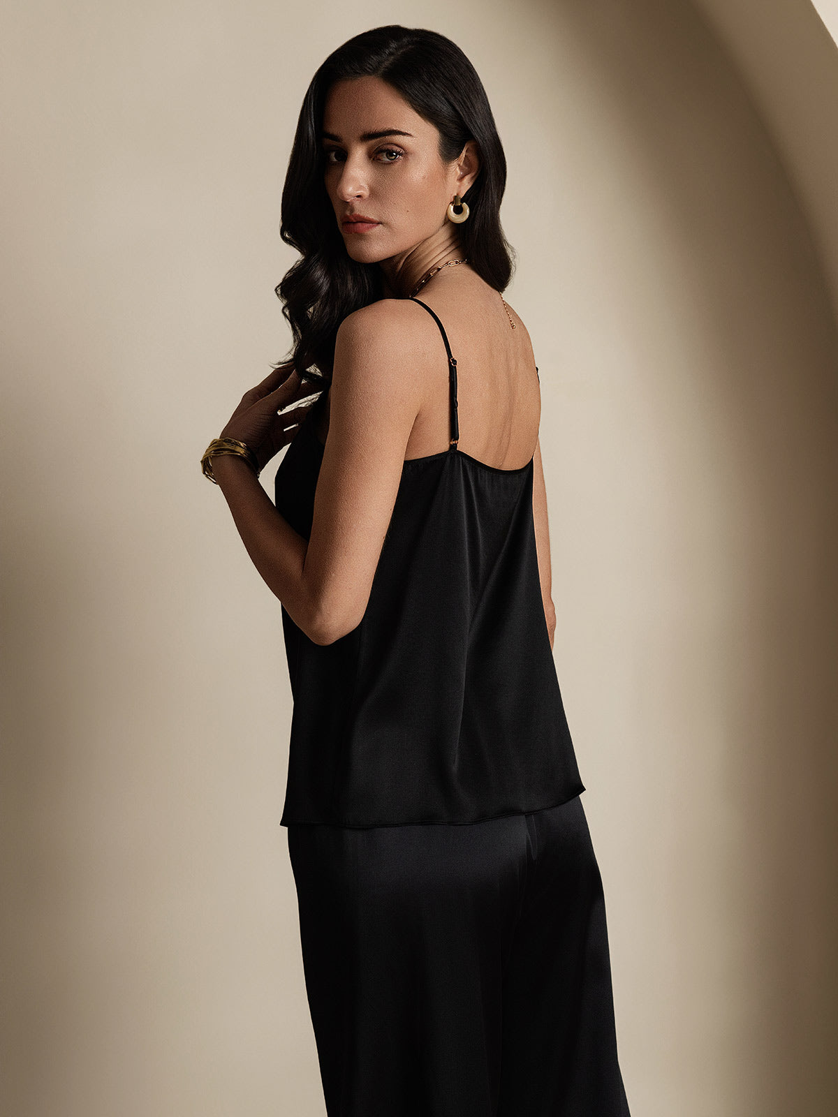 [Negro] SilkSilky-ES 19Momme Seda Camisoles 002