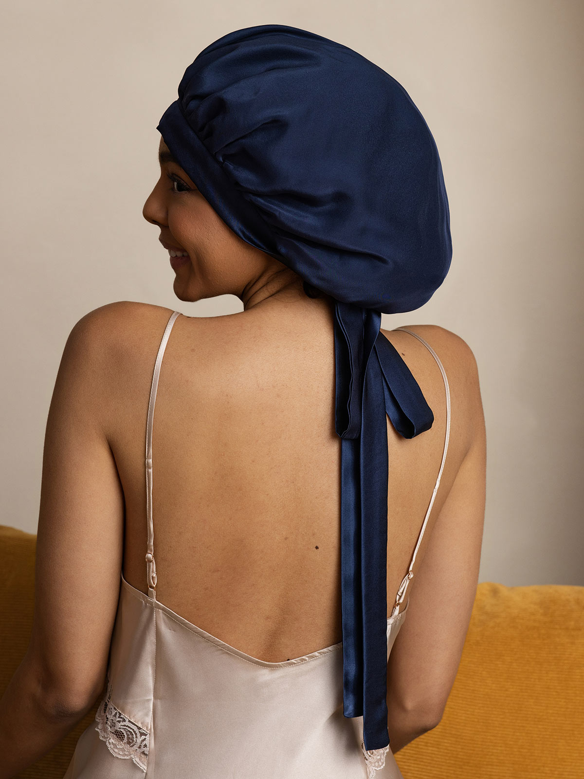 [Azul Oscuro] SilkSilky-ES Seda Pura Sleep Cap 001