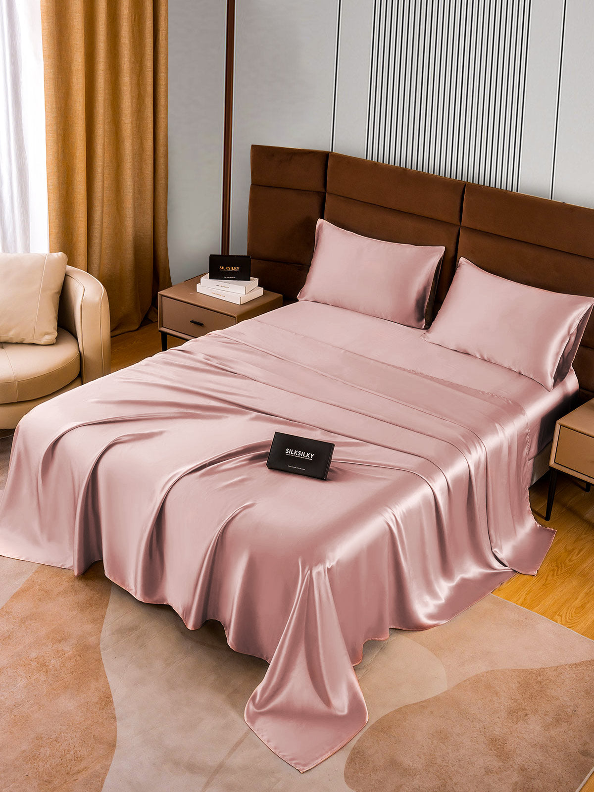 [Malva Pálido] SilkSilky-ES 22Momme Seda Pura Bedding Set 002