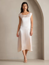 [Rosa] SilkSilky-ES Cap Sleeve Vestido 001