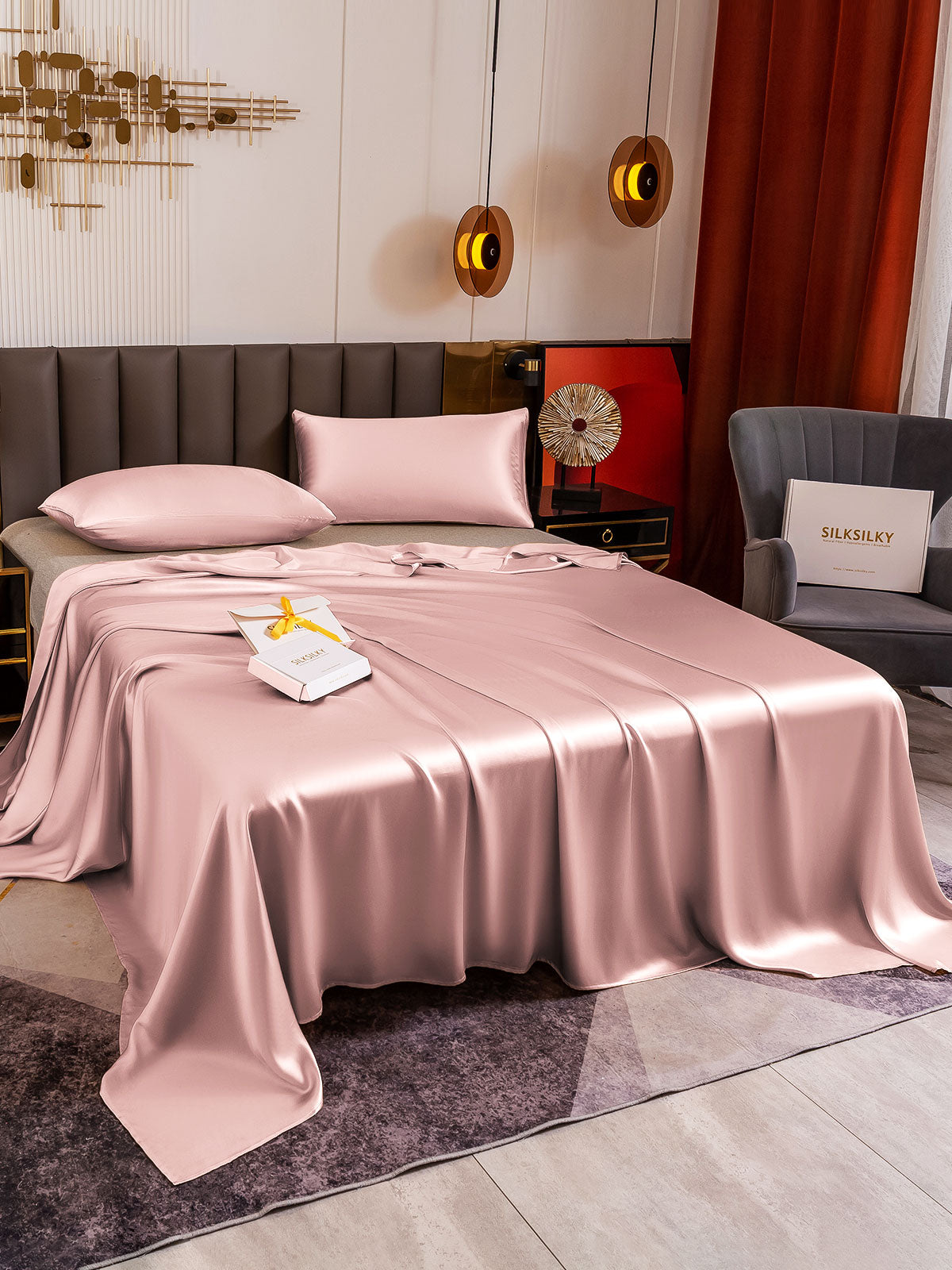 [Malva Pálido] SilkSilky-ES 19Momme Seda Pura Bedding Set 004
