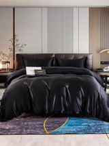 [Negro] SilkSilky-ES 22Momme Seda Pura Bedding Set 001,