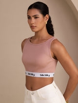 [Rosa] SilkSilky-ES Sleeveless Crew Neck Top de tirantes 005