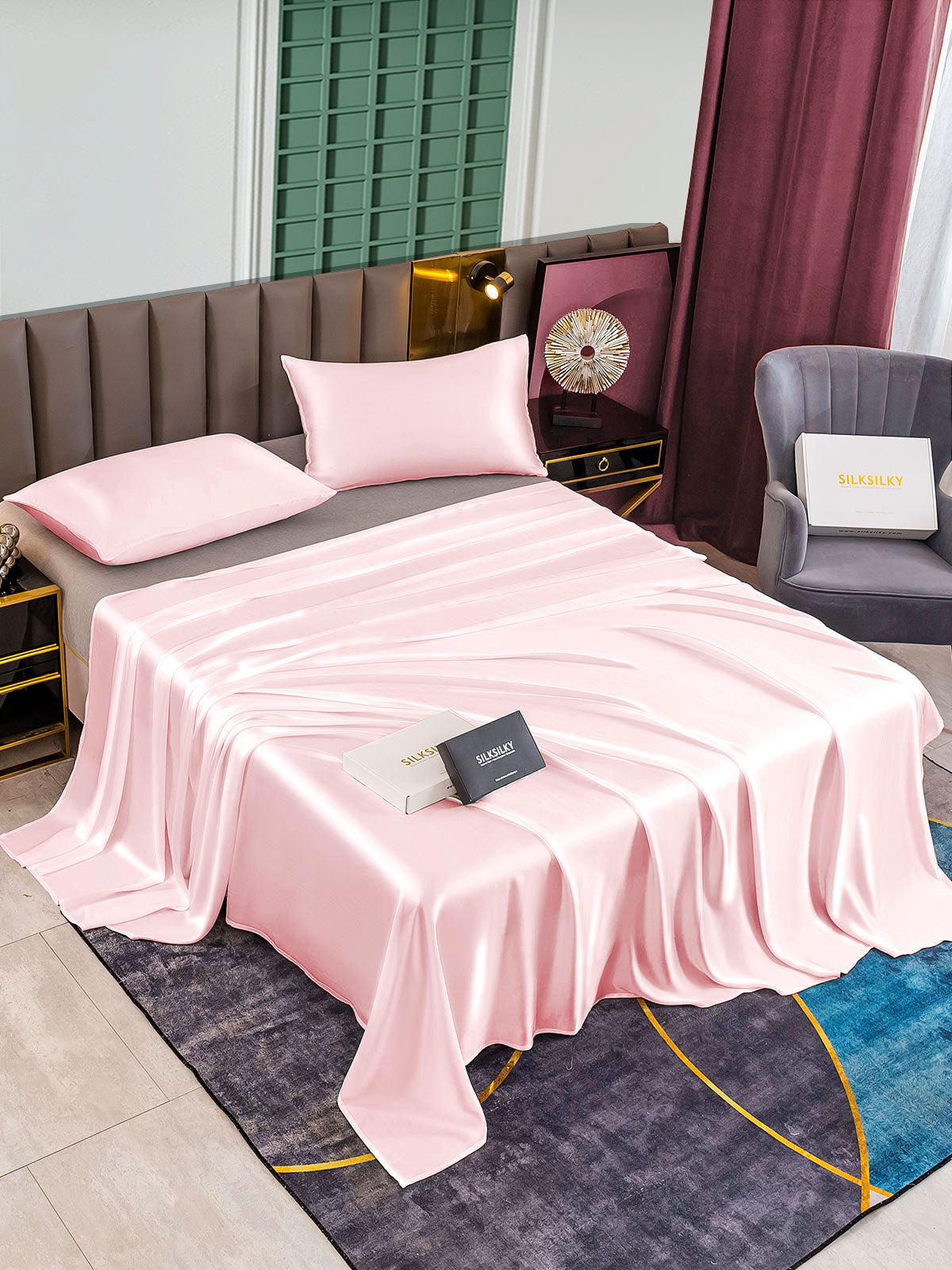 [Rosa] SilkSilky-ES 25Momme Seda Pura Bedding Set 002
