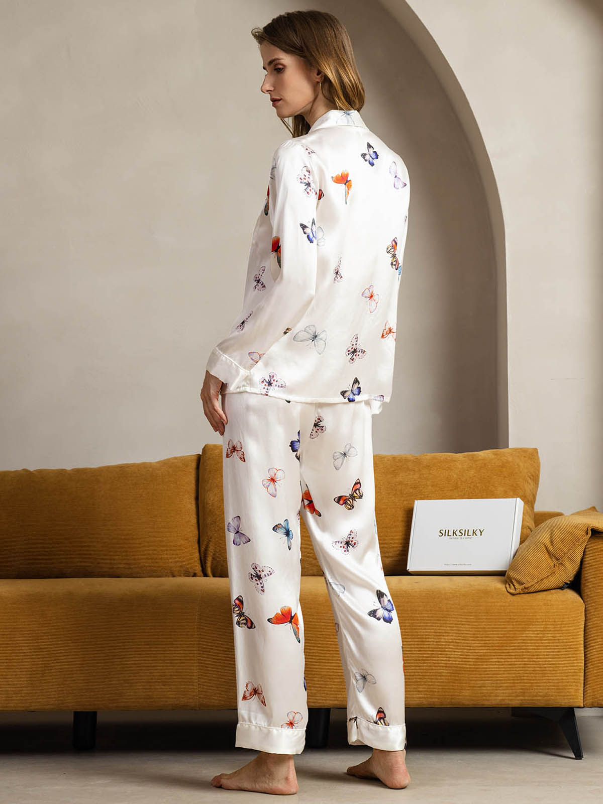 [Mariposa Blanca] SilkSilky-ES Seda Pura Womens Pajamas 002