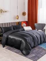 [Negro] SilkSilky-ES 19Momme Seda Pura Bedding Set 001