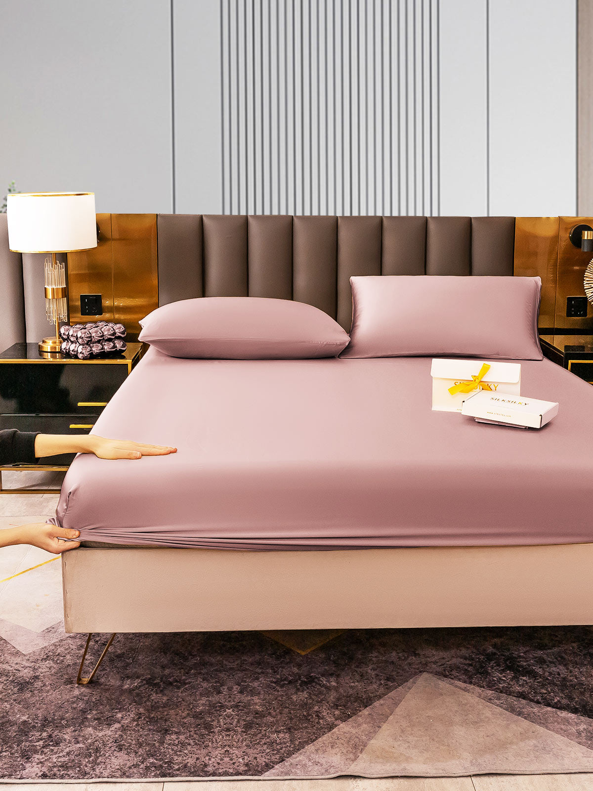 [Malva Pálido] SilkSilky-ES 22Momme Seda Pura Bedding Set 006