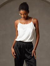 [Blanco] SilkSilky-ES Spaghetti Strap Top de tirantes 005