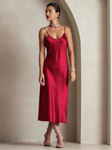 [Vino] SilkSilky-ES Spaghetti Strap V Neck Vestido 001