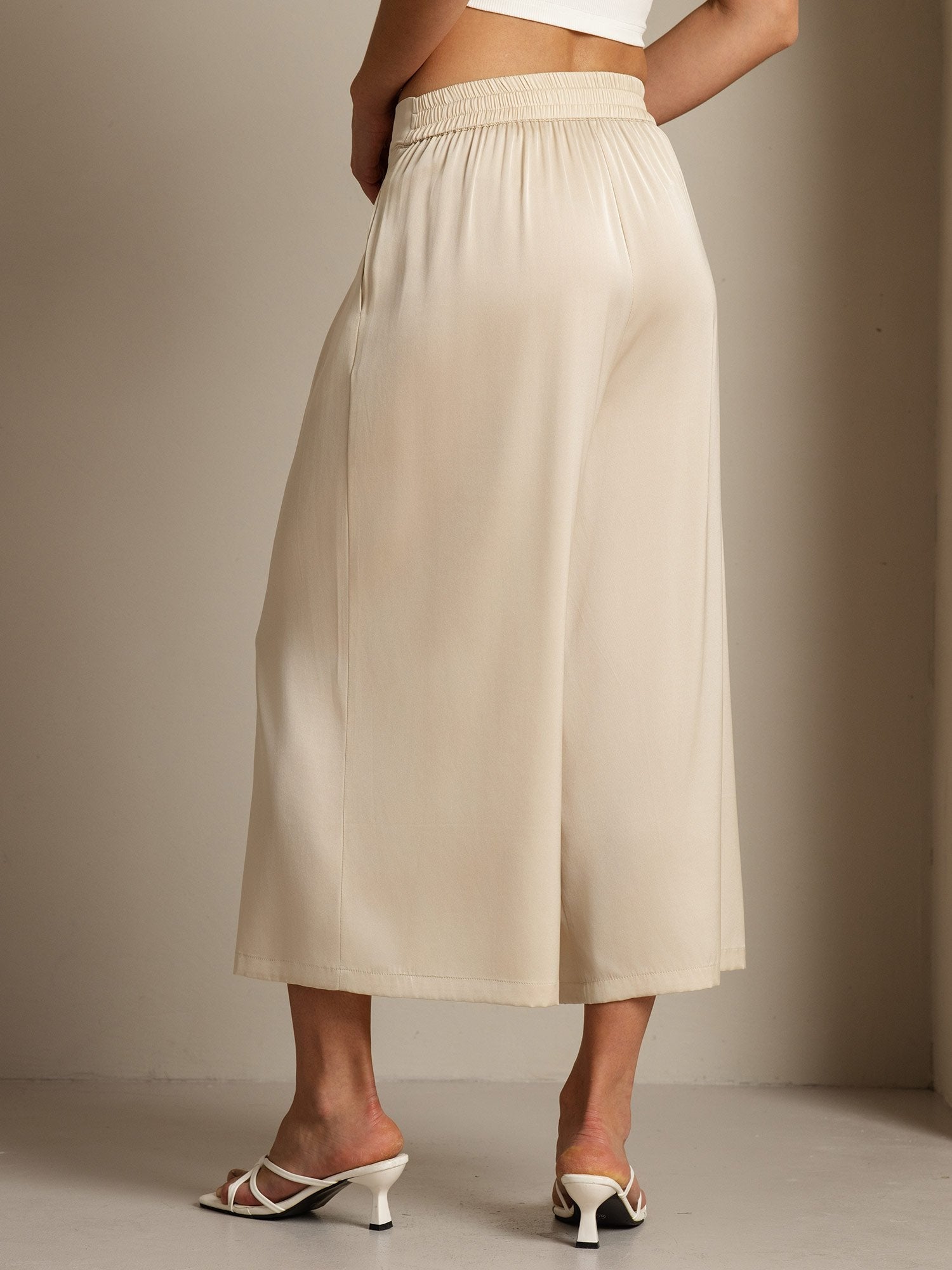 [Beige] SilkSilky-ES 19Momme Seda Womens Pants 002
