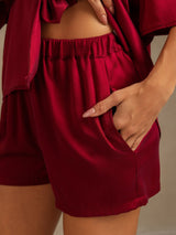 [Vino] SilkSilky-ES 19Momme A metà Cuello de Muesca Pijamas de mujer 005