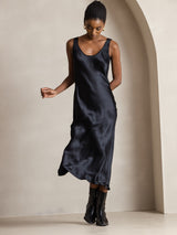 [Negro] SilkSilky-ES Sleeveless Vestido 004