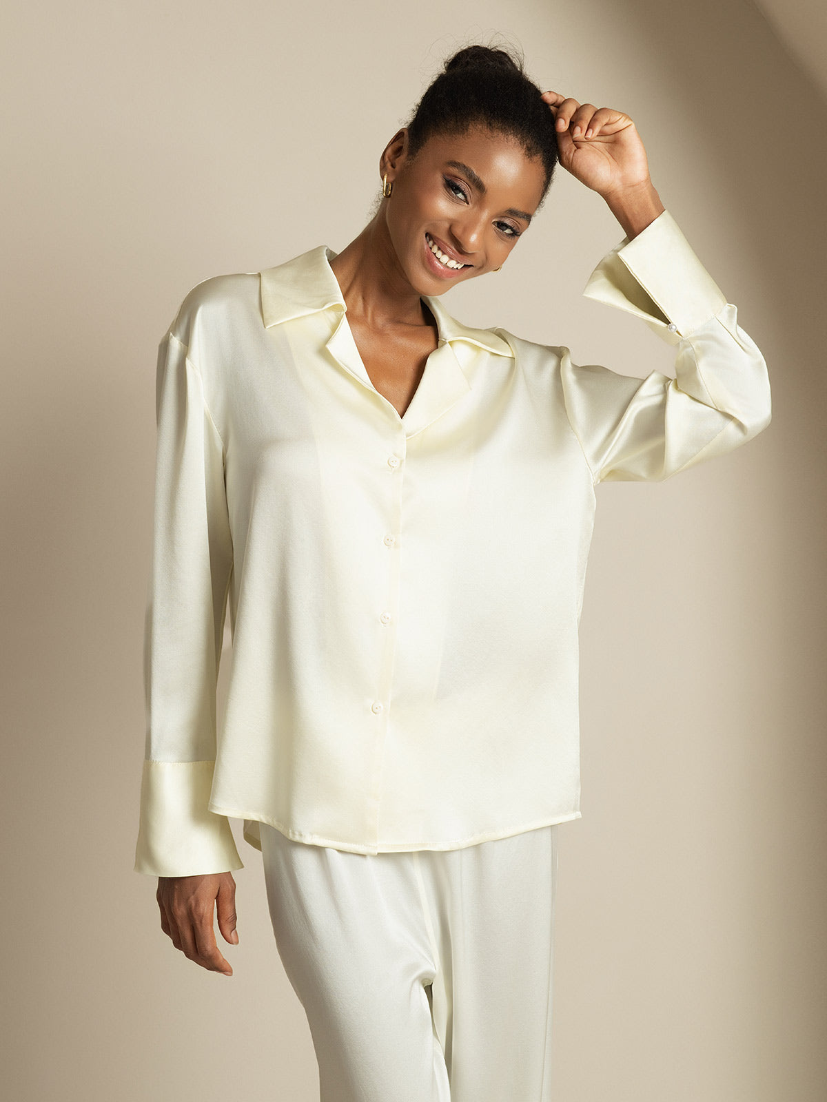 [Marfil] SilkSilky-ES 19Momme Seda Womens Shirt 001