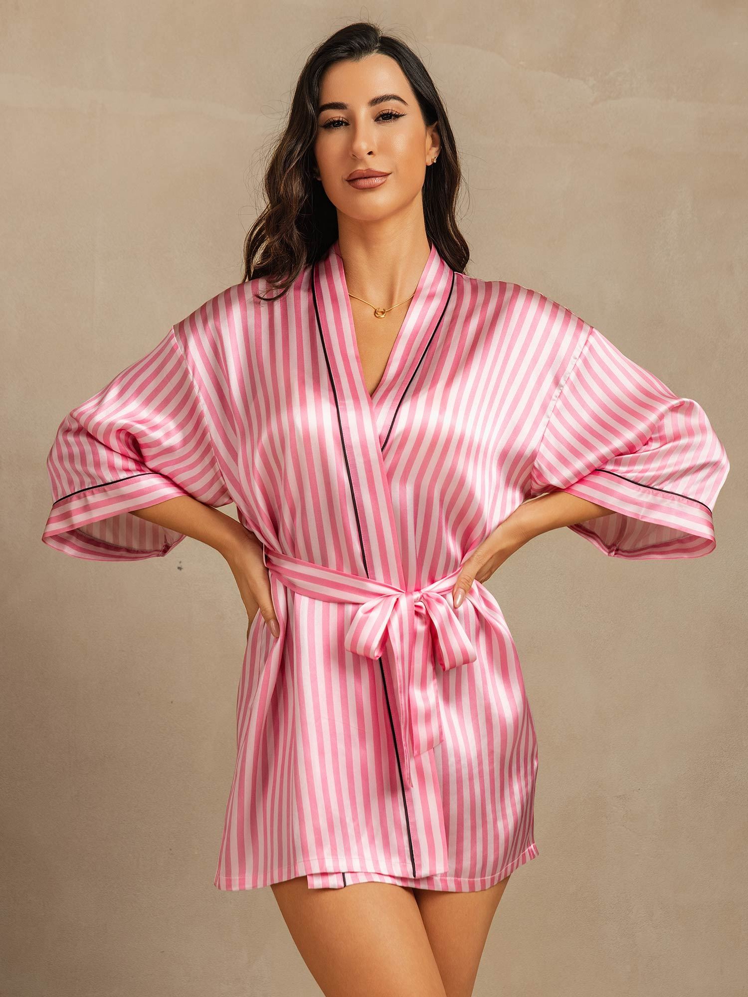 [Rosa] SilkSilky-ES Seda Pura Womens Robe 001