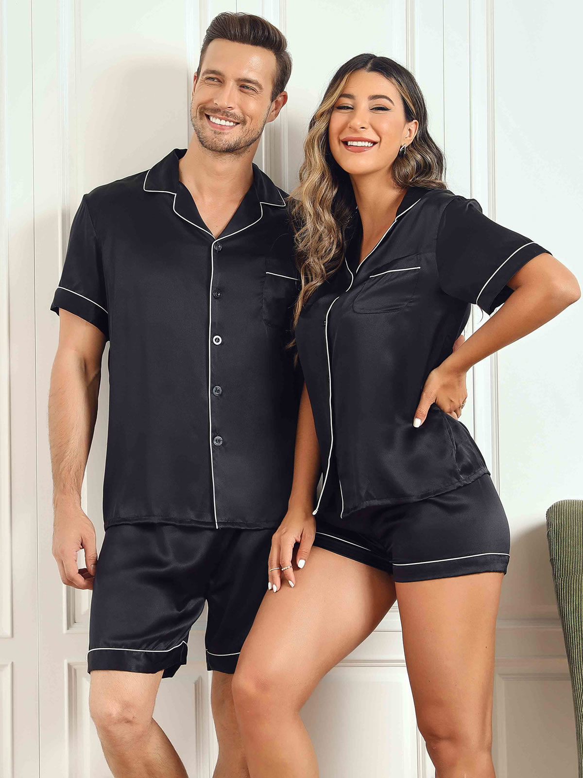 SilkSilky ES Seda Pura Manga corta Couple Negro 001