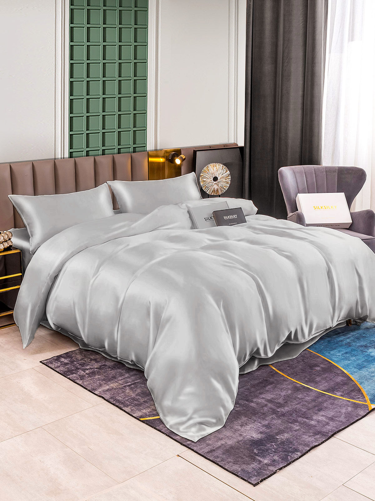 [Plata] SilkSilky-ES 25Momme Seda Pura Bedding Set 001