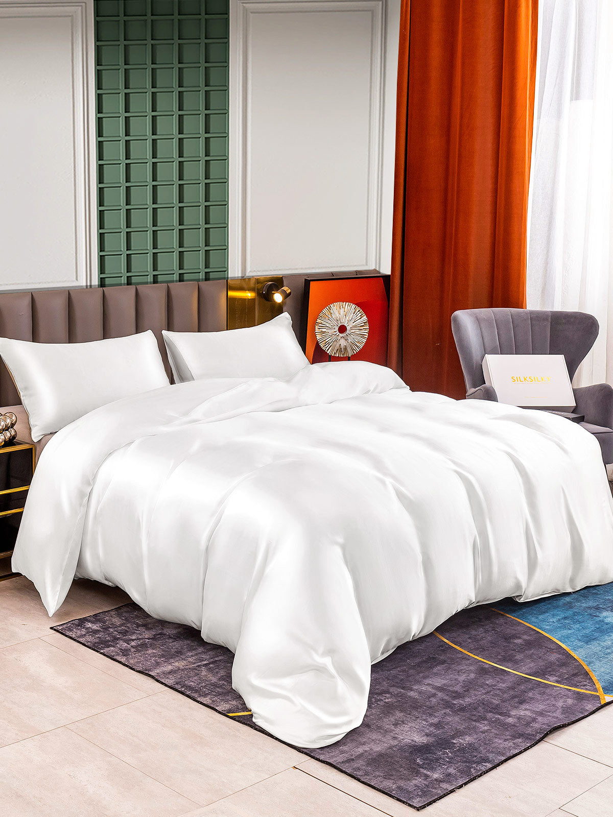 [Blanco] SilkSilky-ES 25Momme Seda Pura Bedding Set 001