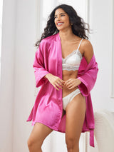 [Rosa Roja] SilkSilky-ES 3/4 Sleeve Bata de mujer 003