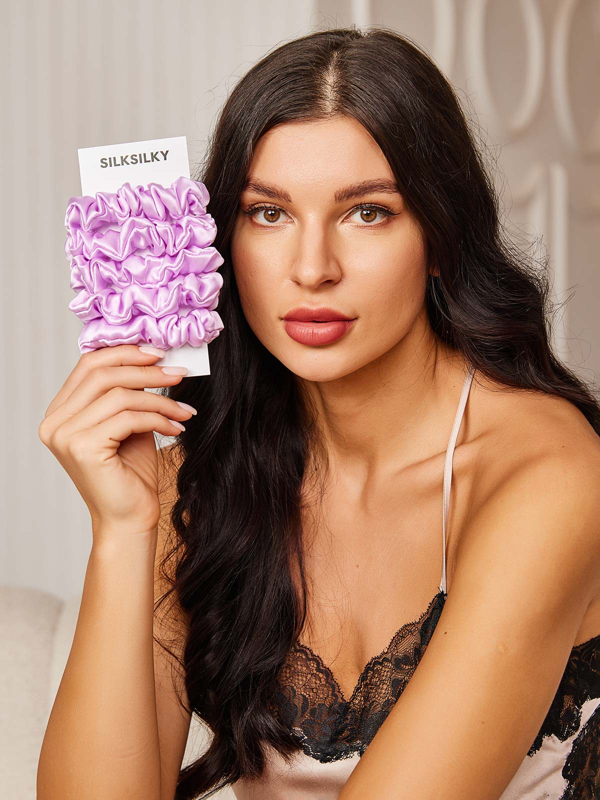 [Lavanda] SilkSilky-ES 19Momme Seda Pura Scrunchie 001