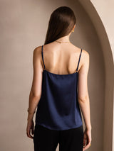 [Azul Oscuro] SilkSilky-ES Spaghetti Strap Top de tirantes 002
