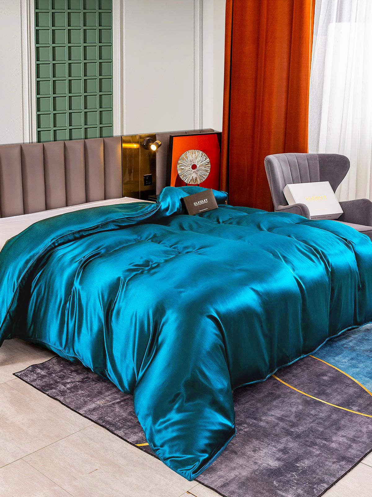 [Azul Real] SilkSilky-ES 25Momme Seda Pura Duvet Cover 002