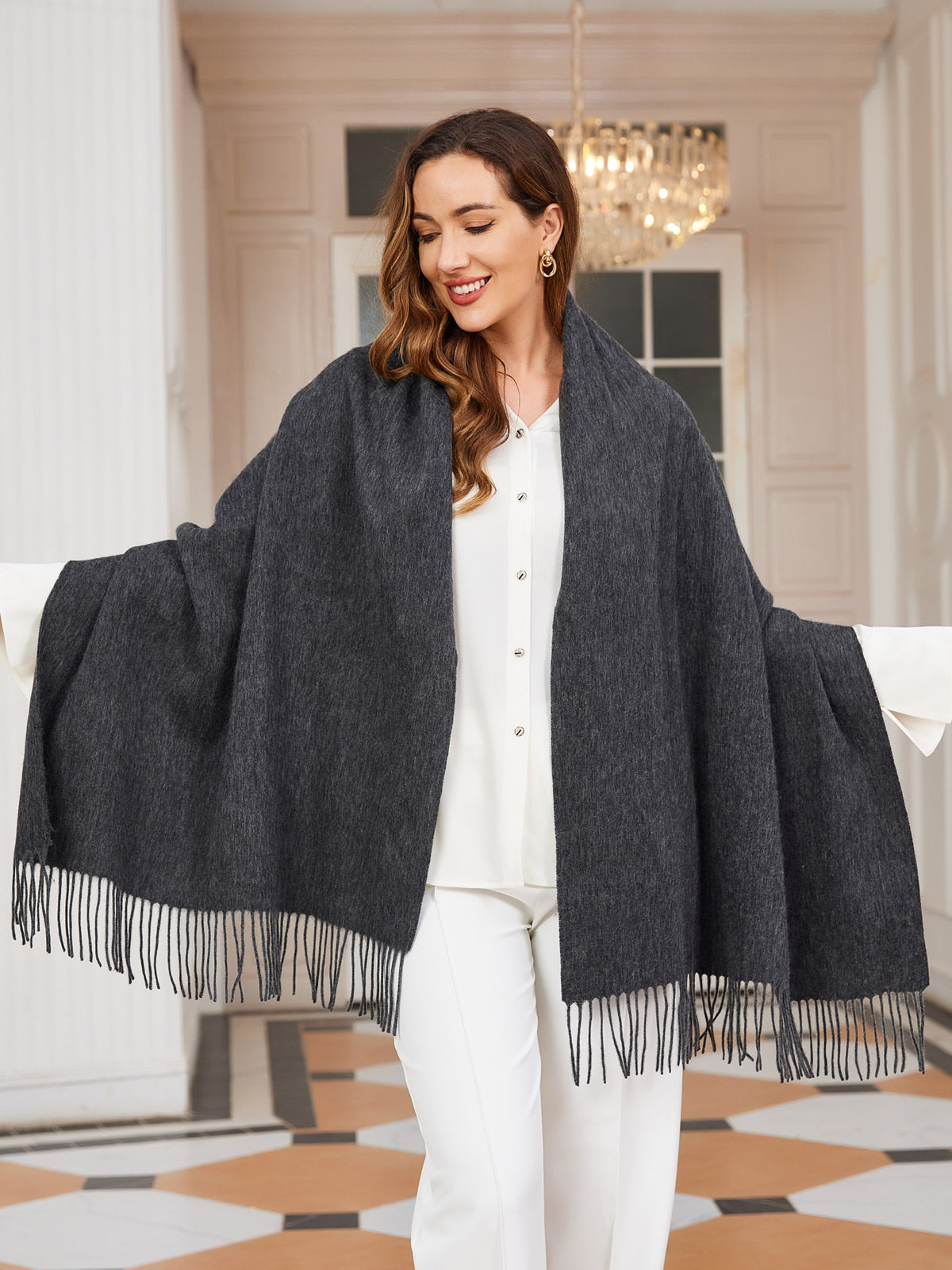 [Gris Oscuro] SilkSilky-ES Lana Scarf 003