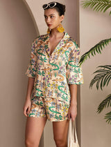 [Cocodrilo Arena] SilkSilky-ES Short Sleeve Notch Collar Pijamas de mujer 004